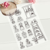 CRASPIRE Potted Plants Clear Stamps Silicone Stamp Cards Cute Plants Clear Stamps for Card Making Decoration and DIY Scrapbooking