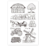 Craspire PVC Plastic Stamps, for DIY Scrapbooking, Photo Album Decorative, Cards Making, Stamp Sheets, Building Pattern, 16x11x0.3cm