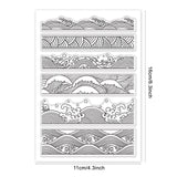 CRASPIRE Chinese Retro Style Ocean Waves Borders Clear Stamps Transparent Silicone Stamp Seal for Card Making Decoration and DIY Scrapbooking