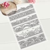 CRASPIRE Chinese Retro Style Ocean Waves Borders Clear Stamps Transparent Silicone Stamp Seal for Card Making Decoration and DIY Scrapbooking