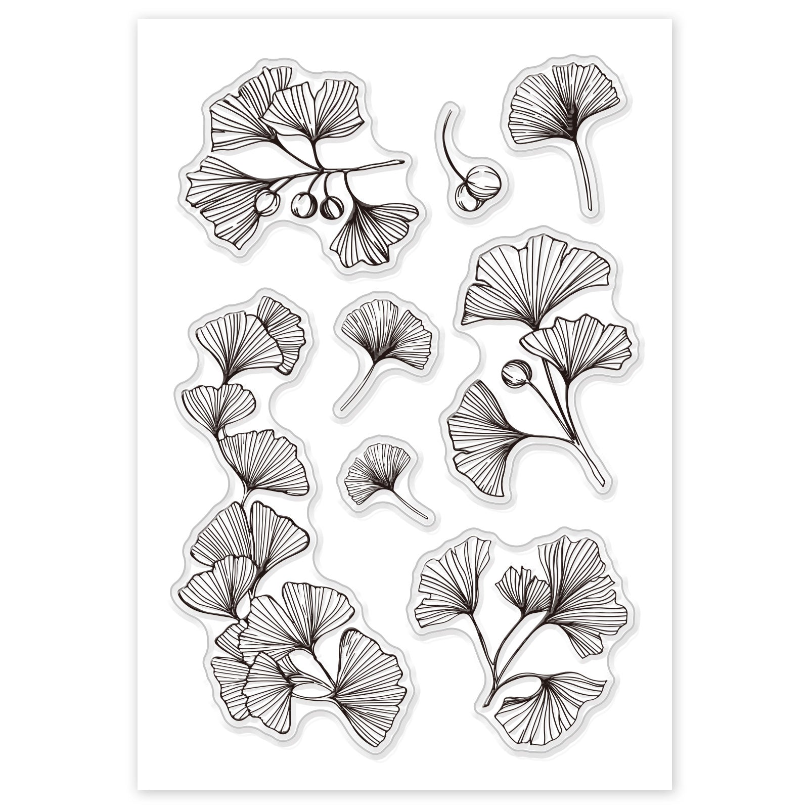 Craspire Ginkgo Leaves Clear Stamps Silicone Stamp Cards Ginkgo