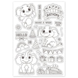 Craspire Elephant Birthday Clear Stamps Transparent Silicone Stamp Seal for Card Making Decoration and DIY Scrapbooking