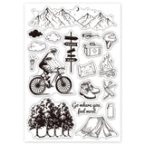 Craspire Cross Mountain Adventure Clear Stamps Transparent Silicone Stamp Seal for Card Making Decoration and DIY Scrapbooking