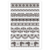 CRASPIRE Flower Lace Border Clear Stamps Transparent Silicone Stamp for Card Making Decoration and DIY Scrapbooking