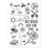 Craspire Bee Happy Flower Clear Stamps Transparent Silicone Stamp for Card Making Decoration and DIY Scrapbooking