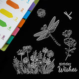 Craspire Happy Birthday Flower Clear Stamps Transparent Silicone Stamp for Card Making Decoration and DIY Scrapbooking