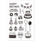 Craspire Happy Birthday Clear Stamps Silicone Stamp Cards Banner Birthday Hat Cake Balloon Clear Stamps for Card Making Decoration and DIY Scrapbooking
