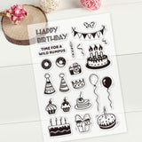 Craspire Happy Birthday Clear Stamps Silicone Stamp Cards Banner Birthday Hat Cake Balloon Clear Stamps for Card Making Decoration and DIY Scrapbooking