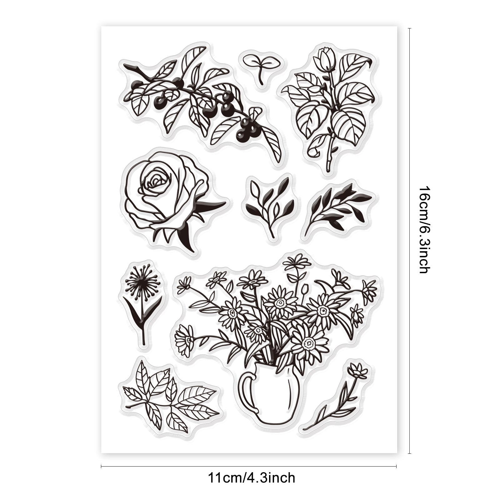 Craspire Flower Leaves Clear Stamps Silicone Stamp Cards Daisy