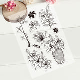 Craspire Lily Flower Clear Stamps Silicone Stamp Cards Plant Vase Of Lilies Clear Stamps for Card Making Decoration and DIY Scrapbooking