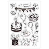 Craspire Happy Birthday Clear Stamps Silicone Stamp Cards Banner Birthday Cake Balloon Gift Clear Stamps for Card Making Decoration and DIY Scrapbooking