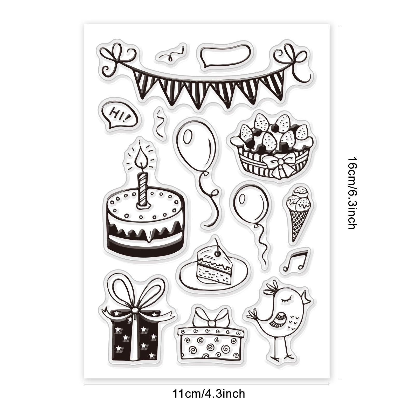 Craspire Happy Birthday Clear Stamps Silicone Stamp Cards Banner