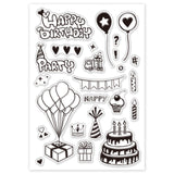 Craspire Happy Birthday Clear Stamps Silicone Stamp Cards Birthday Cake Banner Balloon Gift Clear Stamps for Card Making Decoration and DIY Scrapbooking