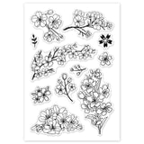 Craspire Cherry Blossoms Clear Stamps Silicone Stamp Cards Flowers Clear Stamps for Card Making Decoration and DIY Scrapbooking