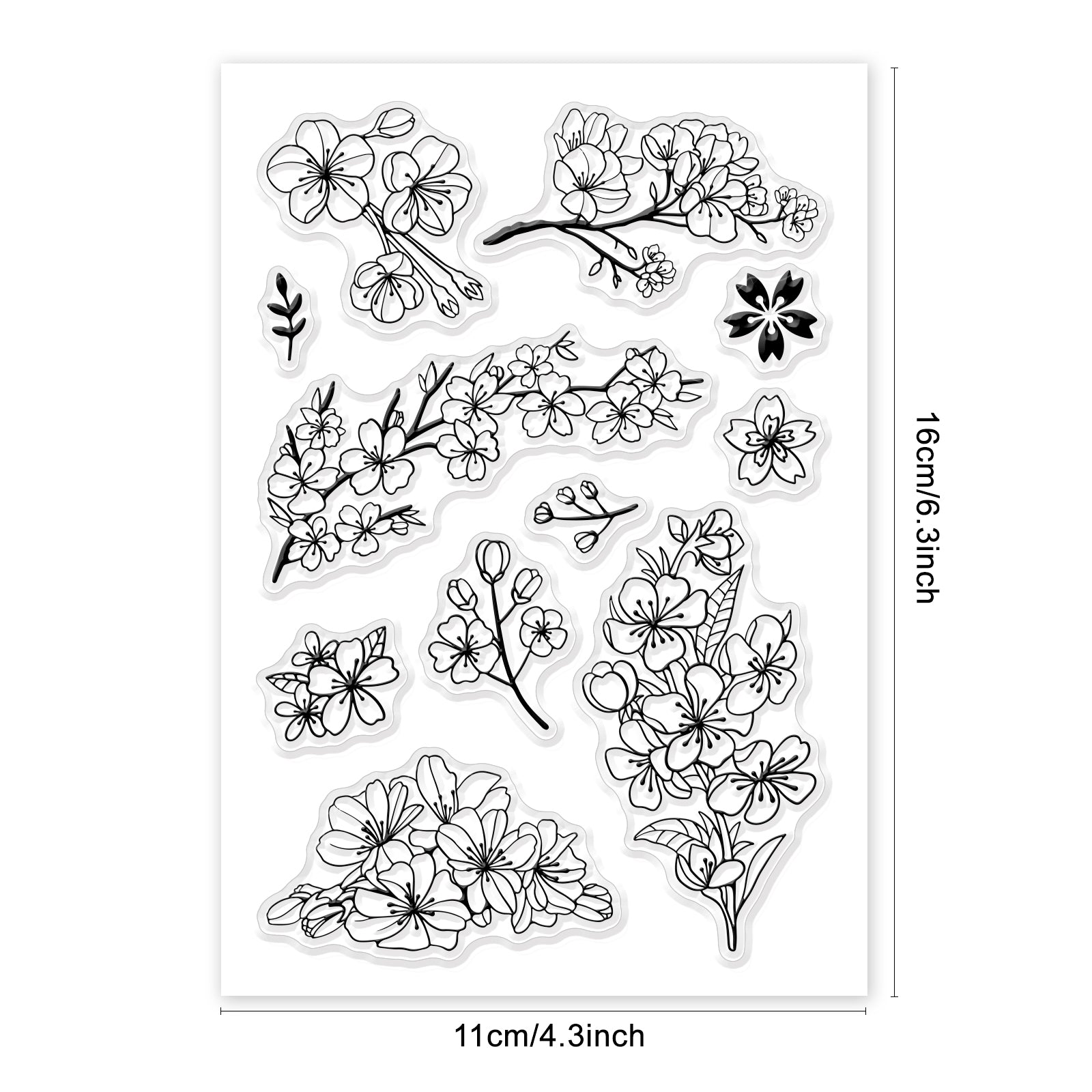 Craspire Cherry Blossoms Clear Stamps Silicone Stamp Cards Flowers