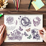 Craspire Clear Stamps Silicone Stamp Seal for Card Making Decoration and DIY Scrapbooking, Including Retro, Butterfly, Skull, Clock, Rose, Stamp, Gothic