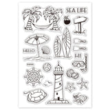 Craspire Beach Clear Stamps Beach Sun Sea Sand Silicone Stamp Transparent Stamp for Card Making Decoration and DIY Scrapbooking