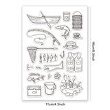 Craspire Fishing Theme Clear Stamps Boat Fishing Net Fishing Rod Stamps Silicone Stamp Transparent Stamp for Card Making Decoration and DIY Scrapbooking