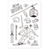 Craspire Skiing Clear Stamps Ski Holiday Stamps Silicone Stamp Transparent Stamp for Card Making Decoration and DIY Scrapbooking