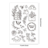 Craspire PVC Plastic Stamps, for DIY Scrapbooking, Photo Album Decorative, Cards Making, Stamp Sheets, Flower Pattern, 16x11x0.3cm