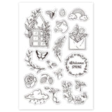 Craspire PVC Plastic Stamps, for DIY Scrapbooking, Photo Album Decorative, Cards Making, Stamp Sheets, Flower Pattern, 16x11x0.3cm