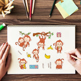 Craspire PVC Plastic Stamps, for DIY Scrapbooking, Photo Album Decorative, Cards Making, Stamp Sheets, Monkey Pattern, 16x11x0.3cm