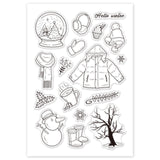 Craspire PVC Plastic Stamps, for DIY Scrapbooking, Photo Album Decorative, Cards Making, Stamp Sheets, Snowman Pattern, 16x11x0.3cm