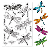 Craspire PVC Plastic Stamps, for DIY Scrapbooking, Photo Album Decorative, Cards Making, Stamp Sheets, Dragonfly Pattern, 16x11x0.3cm