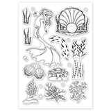 Craspire PVC Plastic Stamps, for DIY Scrapbooking, Photo Album Decorative, Cards Making, Stamp Sheets, Ocean Themed Pattern, 16x11x0.3cm