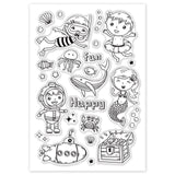 Craspire PVC Plastic Stamps, for DIY Scrapbooking, Photo Album Decorative, Cards Making, Stamp Sheets, Ocean Themed Pattern, 16x11x0.3cm