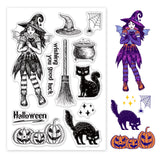 CRASPIRE PVC Plastic Stamps, for DIY Scrapbooking, Photo Album Decorative, Cards Making, Stamp Sheets, Halloween Themed Pattern, 16x11x0.3cm