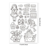 Craspire PVC Plastic Stamps, for DIY Scrapbooking, Photo Album Decorative, Cards Making, Stamp Sheets, Girl Pattern, 16x11x0.3cm