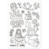 Craspire PVC Plastic Stamps, for DIY Scrapbooking, Photo Album Decorative, Cards Making, Stamp Sheets, Girl Pattern, 16x11x0.3cm