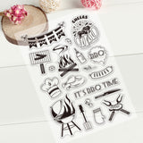 Craspire PVC Plastic Stamps, for DIY Scrapbooking, Photo Album Decorative, Cards Making, Stamp Sheets, Food Pattern, 16x11x0.3cm