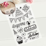 Craspire Happy Birthday Theme Clear Stamps Cake Celebrate Surprise Small Banner Silicone Stamp Cards for Card Making Photo Album Decoration and DIY Scrapbooking