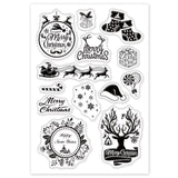 CRASPIRE Merry Christmas Theme Clear Stamps Antler Gift Socks Bell Silicone Stamp Cards for Card Making Photo Album Decoration and DIY Scrapbooking