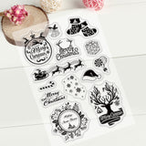 CRASPIRE Merry Christmas Theme Clear Stamps Antler Gift Socks Bell Silicone Stamp Cards for Card Making Photo Album Decoration and DIY Scrapbooking