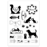Craspire Cat Dog Clear Stamps Silicone Stamp Seal with Foot Prints Friends Letters for Card Making Decoration and DIY Scrapbooking