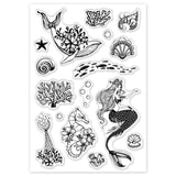 Craspire Ocean Theme Clear Stamps Silicone Stamp Cards Mermaid Seahorse Starfish Dolphin for Card Making Decoration and DIY Scrapbooking