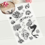 Craspire Ocean Theme Clear Stamps Silicone Stamp Cards Mermaid Seahorse Starfish Dolphin for Card Making Decoration and DIY Scrapbooking