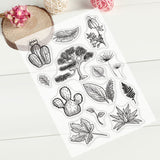 Craspire Plant Clear Stamp Silicone Stamp Cards Cactus Pine Palm Leaf Stamp Transparent Seals for Card Making Decoration and DIY Scrapbooking