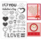 Craspire PVC Plastic Stamps, for DIY Scrapbooking, Photo Album Decorative, Cards Making, Stamp Sheets, Film Frame, Valentine's day Themed Pattern, 16x11x0.3cm