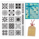 Craspire PVC Plastic Stamps, for DIY Scrapbooking, Photo Album Decorative, Cards Making, Stamp Sheets, Film Frame, Mixed Patterns, 16x11x0.3cm