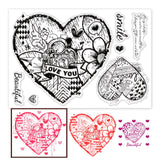 Craspire PVC Plastic Stamps, for DIY Scrapbooking, Photo Album Decorative, Cards Making, Stamp Sheets, Film Frame, Heart Pattern, 16x11x0.3cm