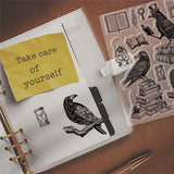 Craspire PVC Plastic Stamps, for DIY Scrapbooking, Photo Album Decorative, Cards Making, Stamp Sheets, Film Frame, Raven Pattern, 16x11x0.3cm