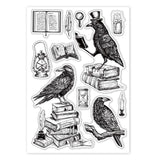 Craspire PVC Plastic Stamps, for DIY Scrapbooking, Photo Album Decorative, Cards Making, Stamp Sheets, Film Frame, Raven Pattern, 16x11x0.3cm