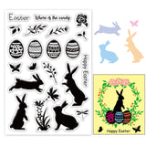Craspire PVC Plastic Stamps, for DIY Scrapbooking, Photo Album Decorative, Cards Making, Stamp Sheets, Film Frame, Easter Theme Pattern, 16x11x0.3cm