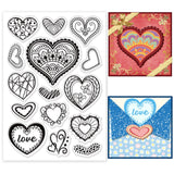 Craspire PVC Plastic Stamps, for DIY Scrapbooking, Photo Album Decorative, Cards Making, Stamp Sheets, Heart Pattern, 16x11x0.3cm