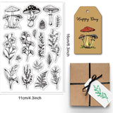 Craspire PVC Plastic Stamps, for DIY Scrapbooking, Photo Album Decorative, Cards Making, Stamp Sheets, Plants Pattern, 16x11x0.3cm