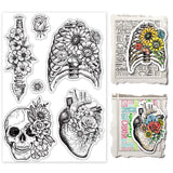 Craspire PVC Plastic Stamps, for DIY Scrapbooking, Photo Album Decorative, Cards Making, Stamp Sheets, Skull Pattern, 160x110x3mm
